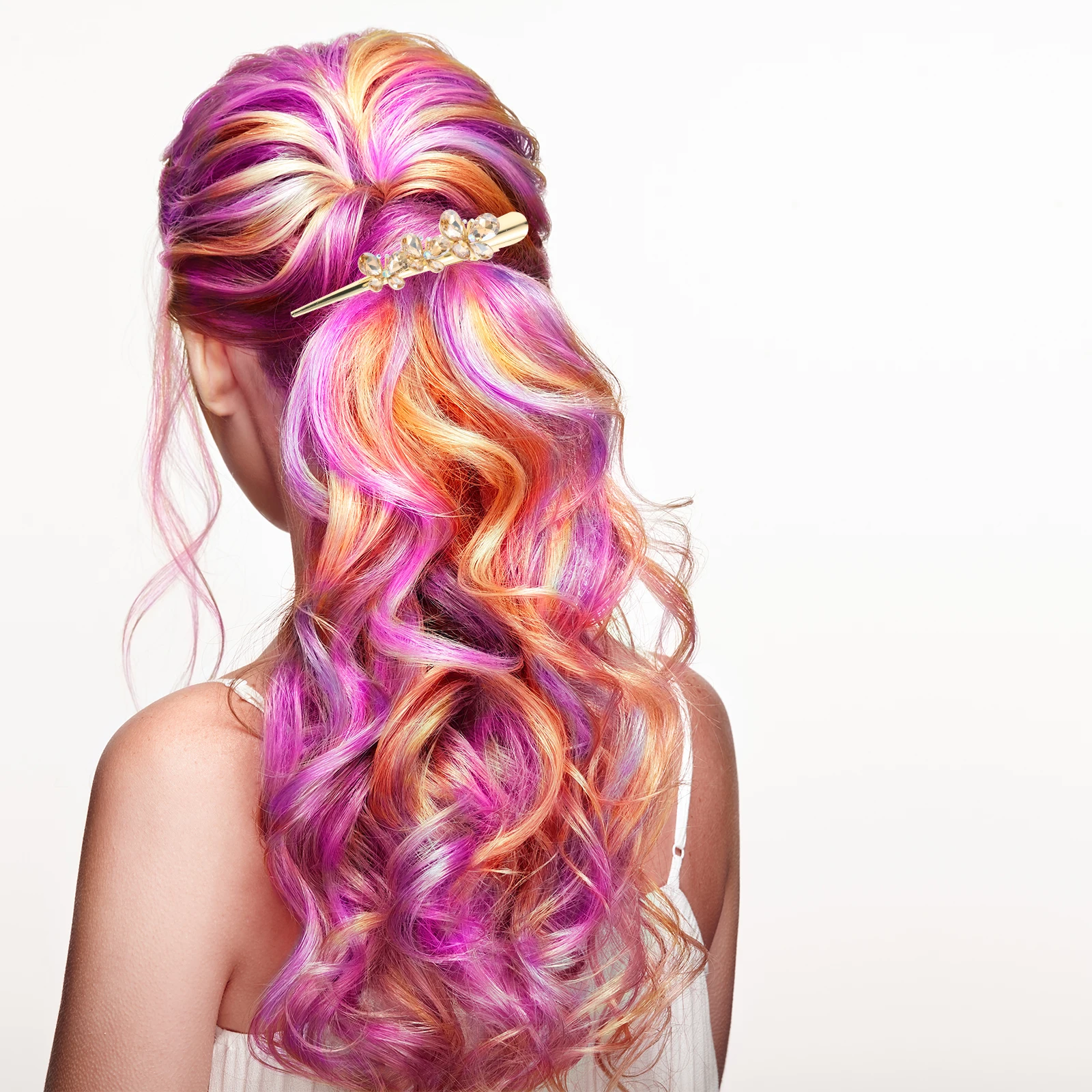 

Stylish Horn Design Alligator Hair Clip Rhinestone Crystal Butterfly Sparkle Metal Barrette For Women Durable Secure Spring