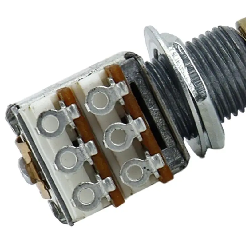 ABVL-B50K Potentiometer, Knurled Spline Shaft Design FD Metal Double Axis Double Adjustable 6-Pin Instrument& Guitar Parts