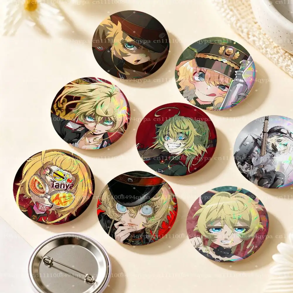 T-Tanya Degurechaff Youjo Senki Pin Laser Badge Decoration Gift Merch Party Supplies Button for Accessories Art DIY Crafts Decor