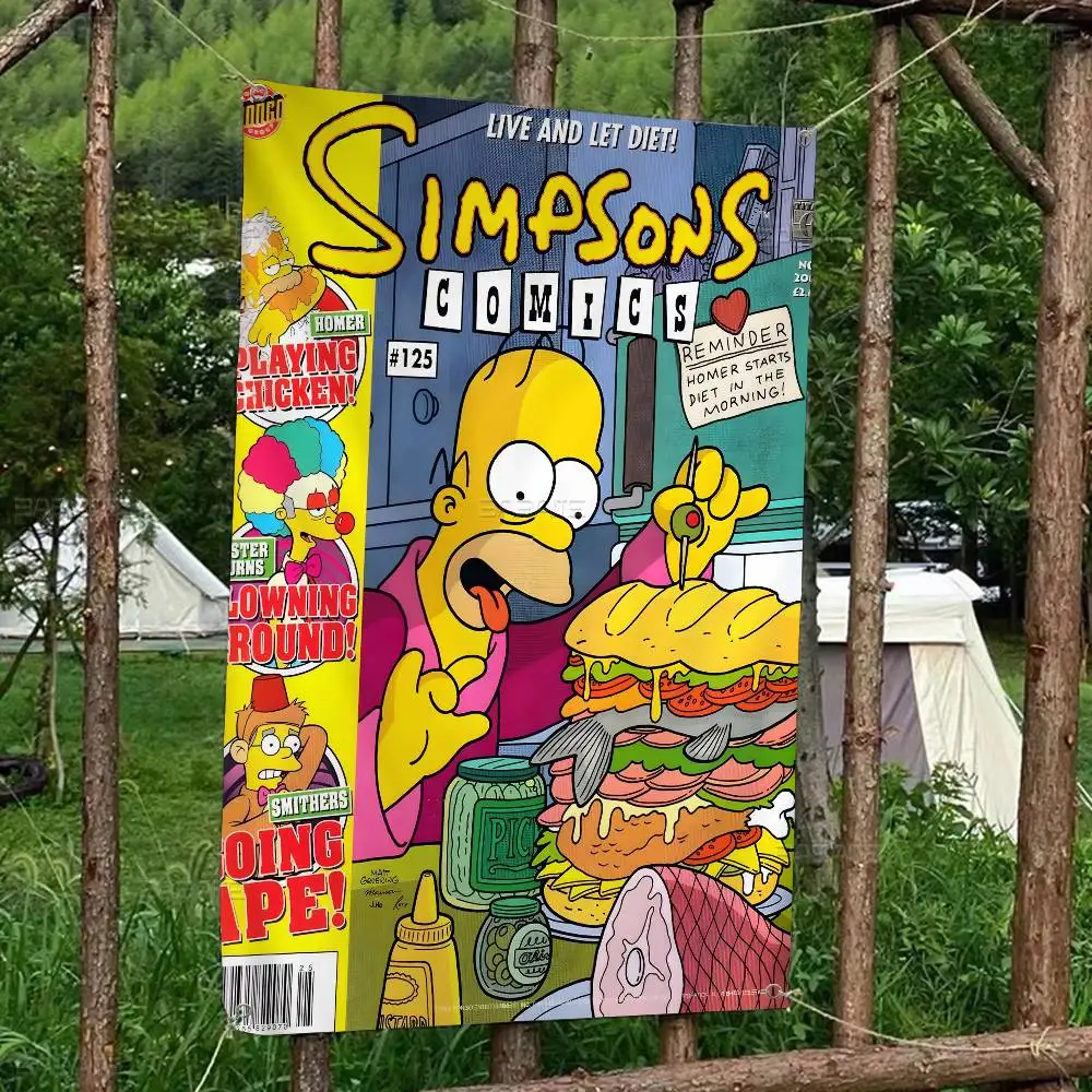 Animation S-Simpsons Classics High End Quality Banner Printing Artistic Atmosphere Style Camping Flag