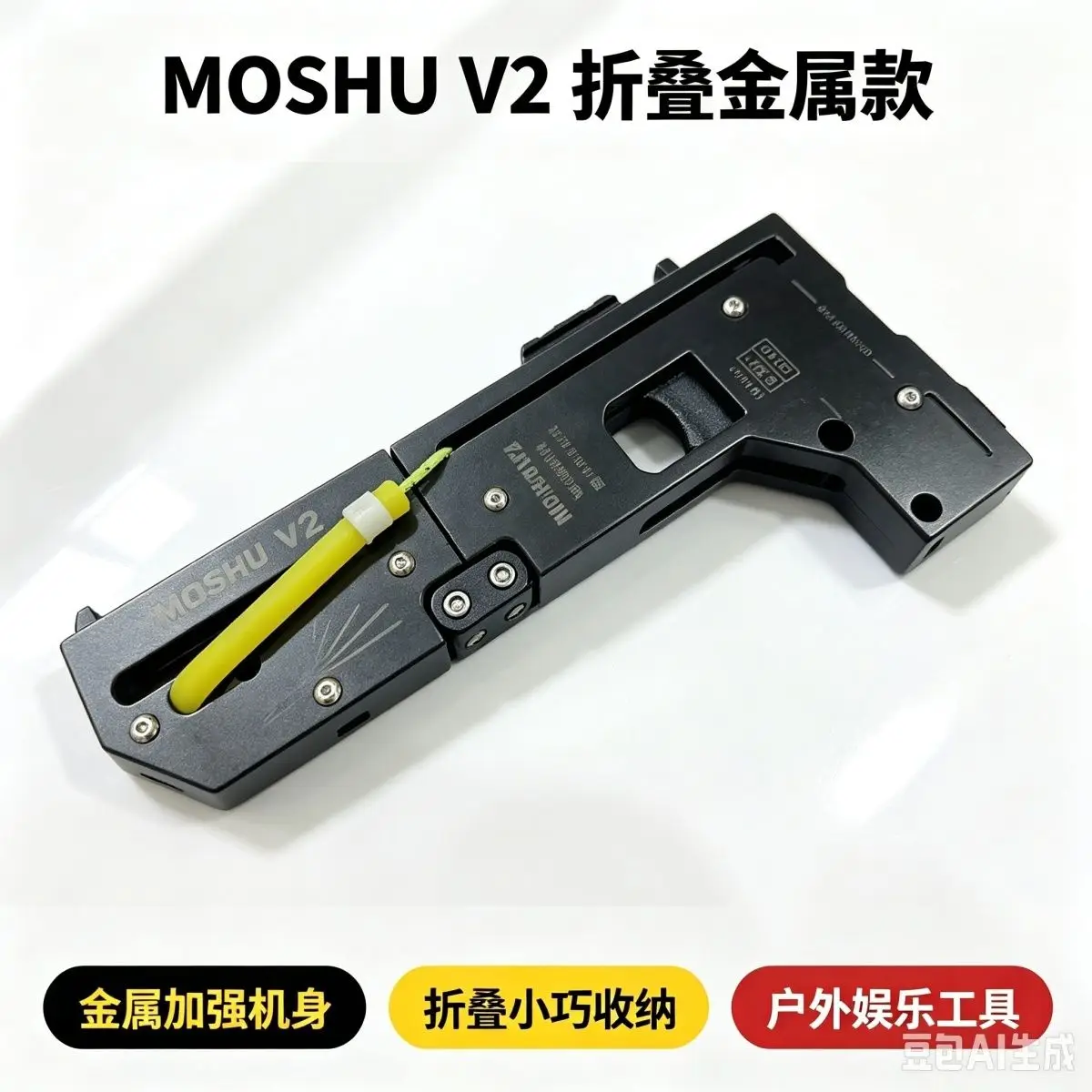 Metal Reinforced Folding Card Slingshot LASER 7MM STEEL BALLS Magic Pivot Card Portable EDC Fidget Desk Toy Pocket Tool Keychain