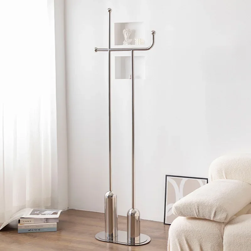 ins Internet celebrity coat household light luxury indoor stainless steel hanger floor bedroom bedside clothes rack