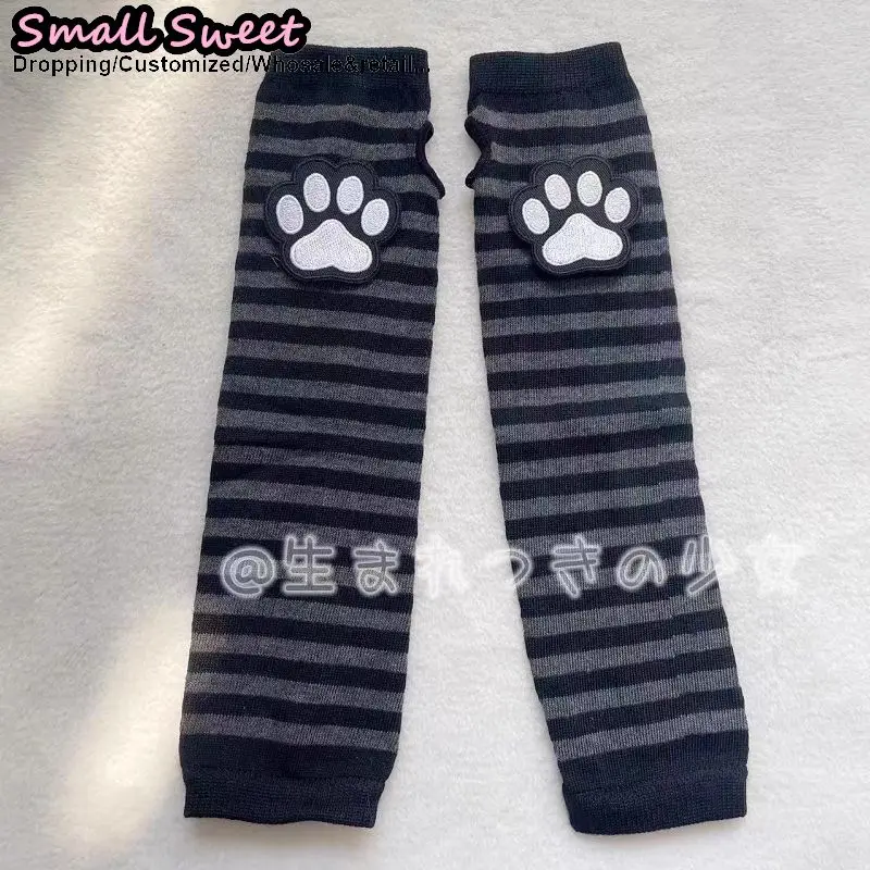 المرأة محبوك القوطية لوليتا Y2k الفتيات لوليتا JK القوط شريط غطاء للأكمام نصف إصبع مدفئات للذراع أصفاد المعصم الدفء قفازات