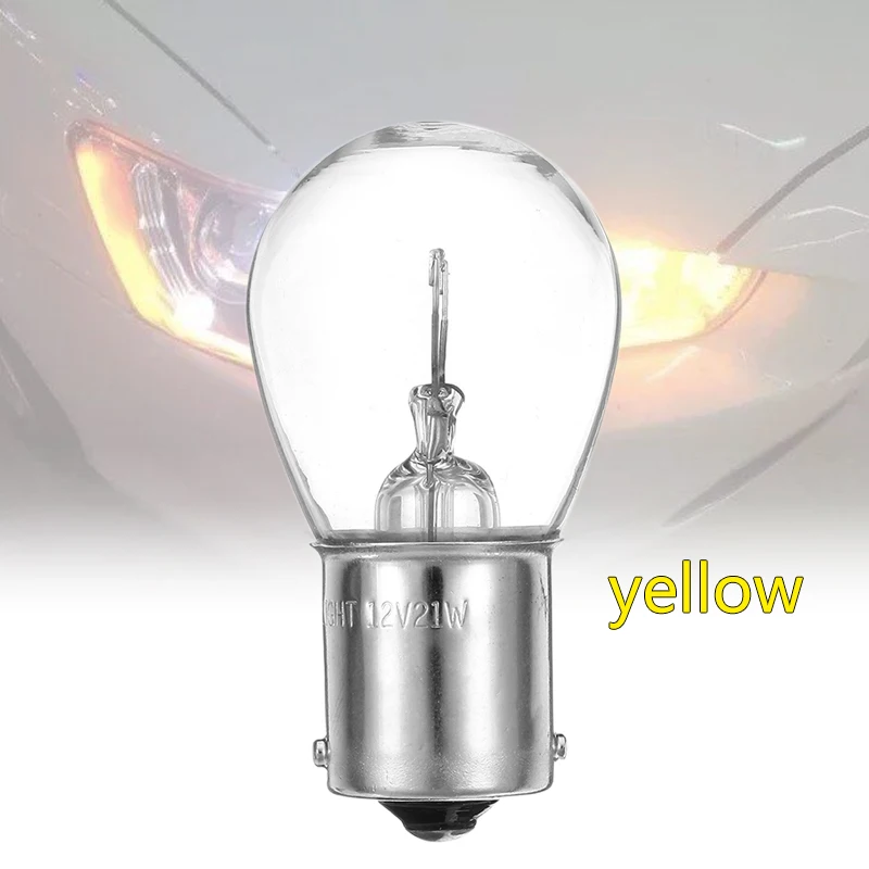 1/10Pcs Car Turn Signal Light Car Double Filament Halogen Bulb DC12V Reversing Light Yellow Bulb for S25 1156 1141 BA15S