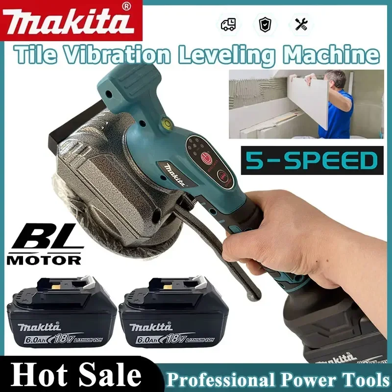 

Вибрационная машина для выравнивания плитки Makita, 5-скоростная, регулируемая, беспроводная, инструмент для укладки плитки на стены и пол, работающий от 18-вольтовой батареи.