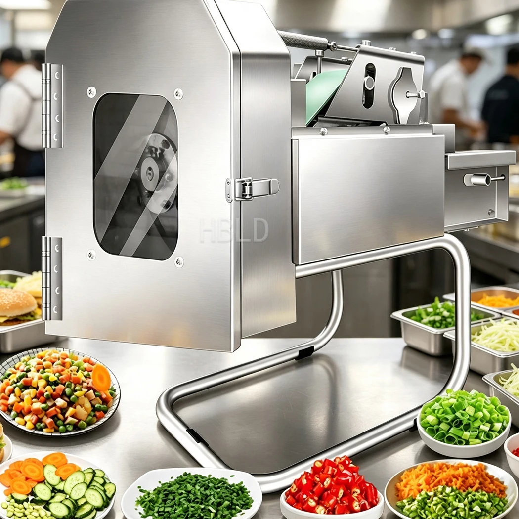 HBLD Electric Food Dicing Machine, Commercial Vegetable Slicer 7cm Conveyor Belt Width Kitchen Catering Processing Equipment