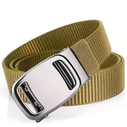 Nylon Belt for Men Work Belt Portable Wear Resistant, Webbing Belt Automatic Belt Buckle for Camping, Climbing Backpacking