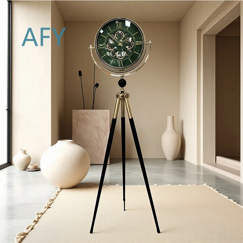 2026 Modern Metal Floor Clock with Digital Display for Home Decor Living Room Office Bedroom Wall Mount Quartz Timepiece for