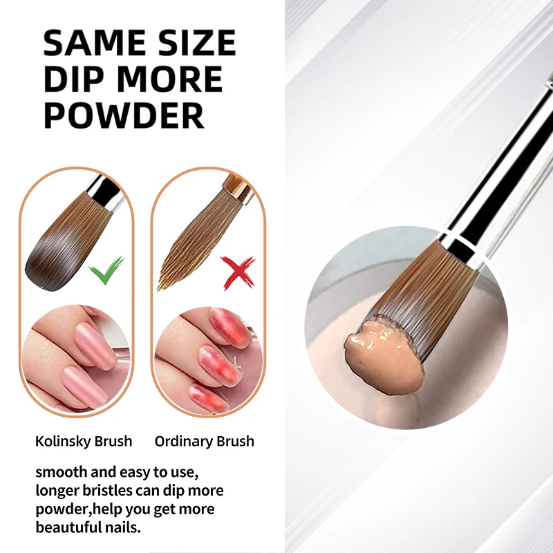 100% Kolinsky Acrylic Nail Brush Oval Crimped Black Metal Handle Professional Good Quality for Acrylic Powder Size 2-18