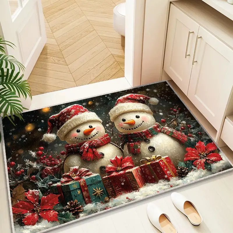 VIKAMA Dachshund Christmas Door Mat Cute Wiener Dog in Santa Sweater Merry Christmas Welcome Mat Front Porch Entryway Rug