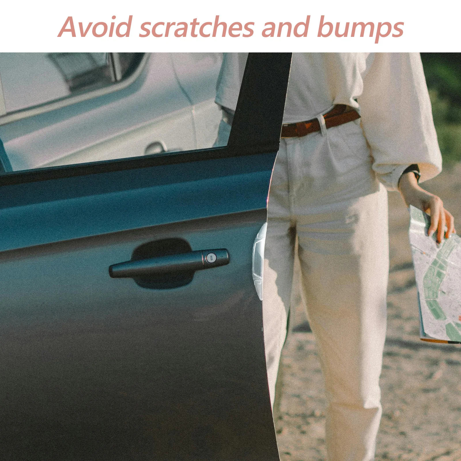 

4Pcs Car Door Edge Guards PVC Anti-Scratch Protection Strip Self-Adhesive Bumper Protector for Car Door Guard Bumper Guard