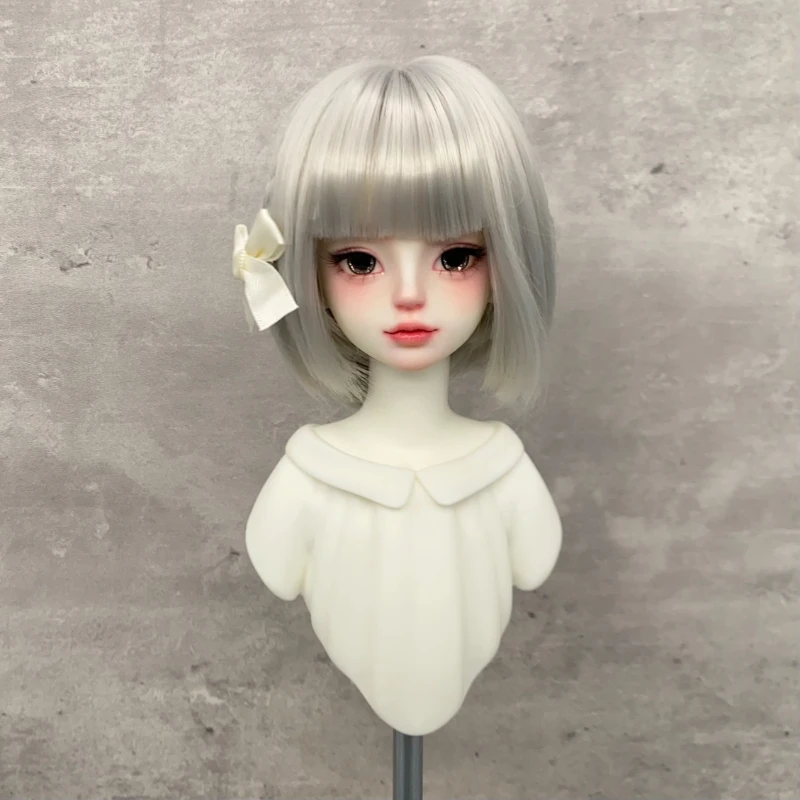 BJD شعر مستعار لدمية 6-7 "7-8'' 8-9'' شعر مستعار لدمى وصلة كروية شعر مستعار دمية أنثى شعر مستعار قصير لطيف شعر مستعار اصطناعي مع الانفجار ل 1/3 1/6 1/4 #5