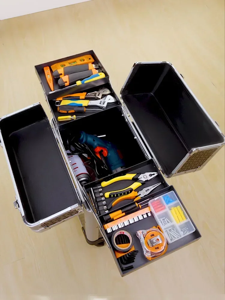 

Industrial grade multi-layer multi-functional trolley toolbox