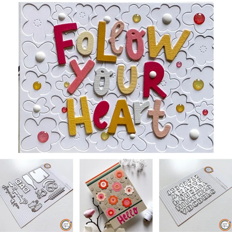 Follow Your Heart Graphic Flower Cutting Dies Scrapbook Diary Decoration Stencil Embossing Template DIY Greeting Card Handmade