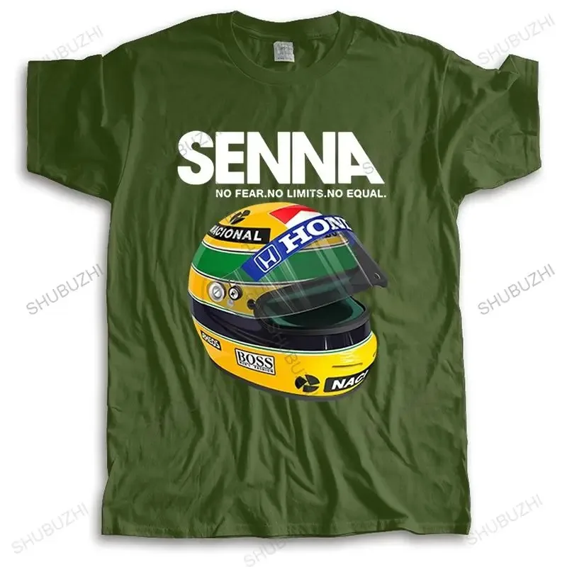 Man Summer Cotton T-shirt Ayrton Senna Helmet Tee Tops Clothing 1 Race Car Man Crew Neck Short Sleeve T Shirt Popular Big Size