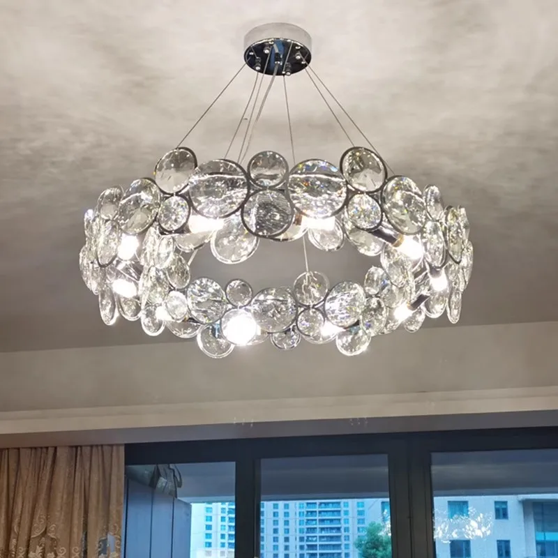 

Light luxury chandelier main living room light modern simple atmosphere crystal light bubble bedroom light Nordic lamps