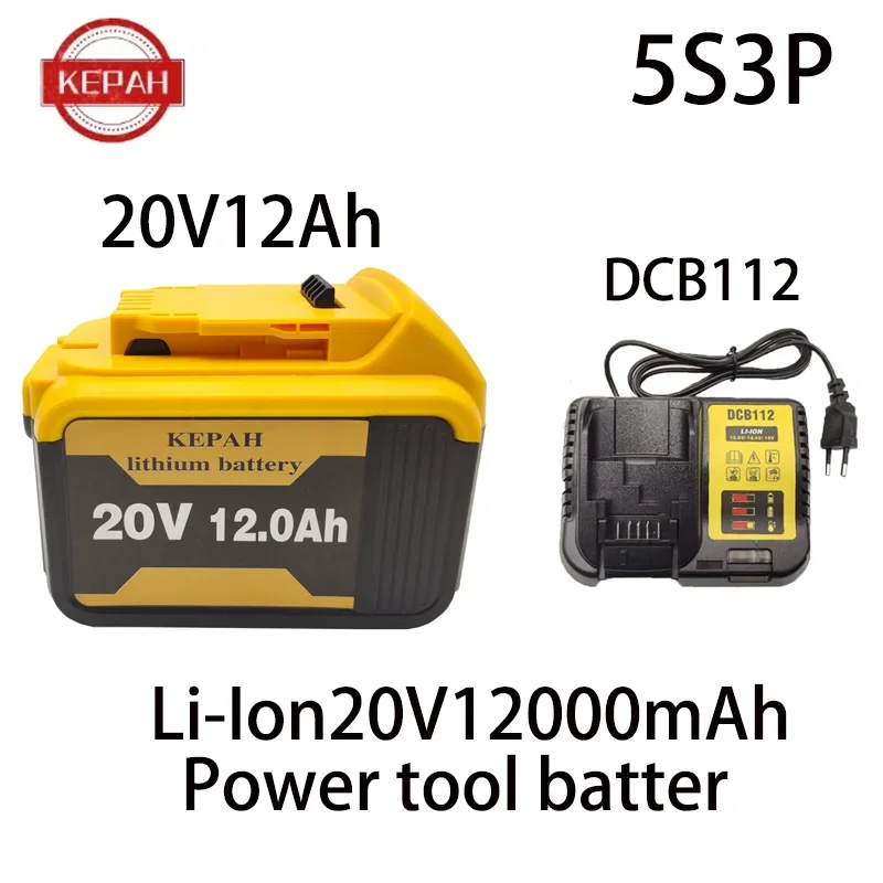 5S3P DCB200 20V 12000mAh Lithium Rechargeable Battery For Dewalt 18V DCB184 DCB200 DCB182 DCB180 DCB181 DCB182 DCB201 DCB206