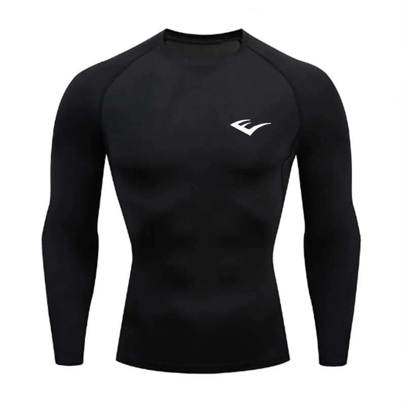 Herren Rundhals Schnelltrocknend Langarm Kompressions-Sportshirt Fitness Enganliegendes T-Shirt Laufshirt Casual Frühling Und Herbst – Detail 12