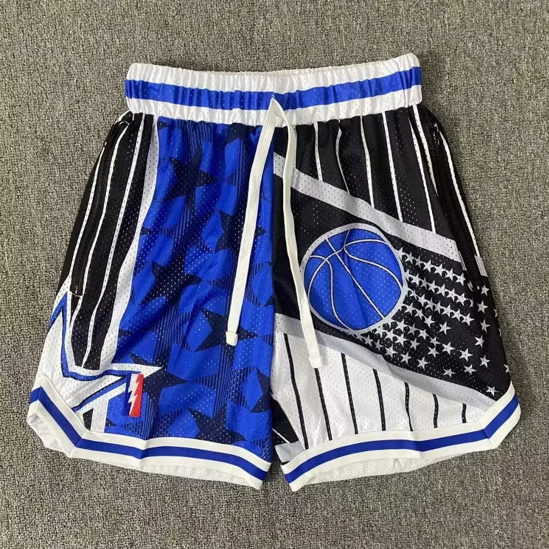 Retro Magic Cool Basketball Shorts Kids High Street Rainbow Double Mesh Sports Play Training Trousers Boys Spring Summer