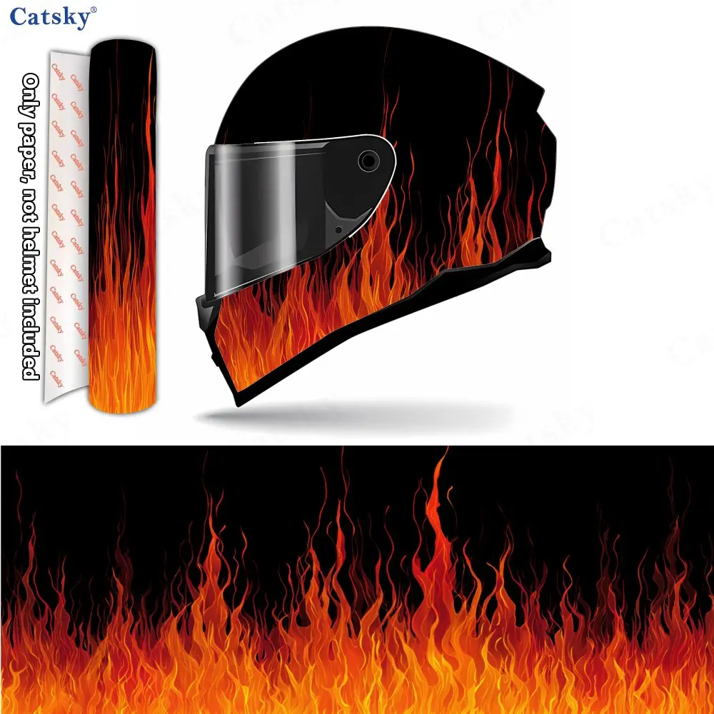 

Scarlet Flame Helmet Vinyl Wraps, Waterproof Scratch-Resistant Full Face Helmet Decals, Durable PVC Protection Helmet Stickers