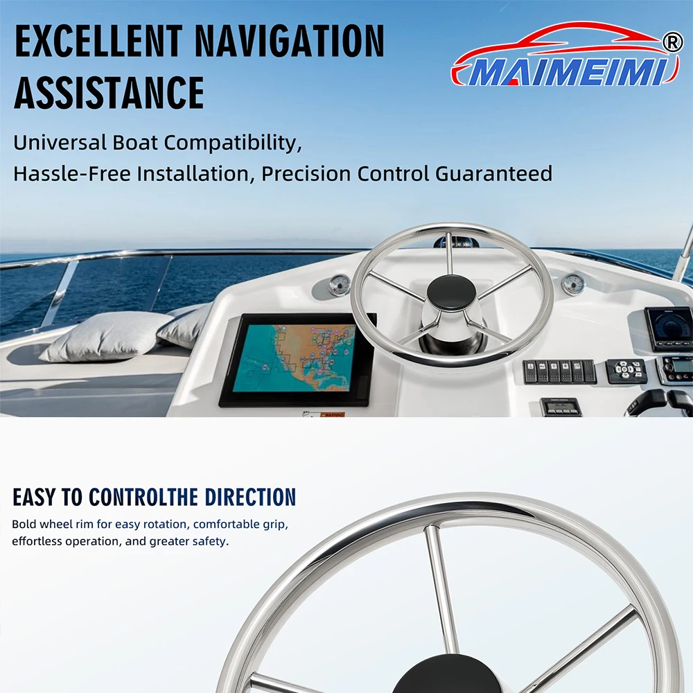 

11-дюймовый морской руль из нержавеющей стали с ручкой или без ручки, подходит для яхт, лодок, аксессуаров, морских