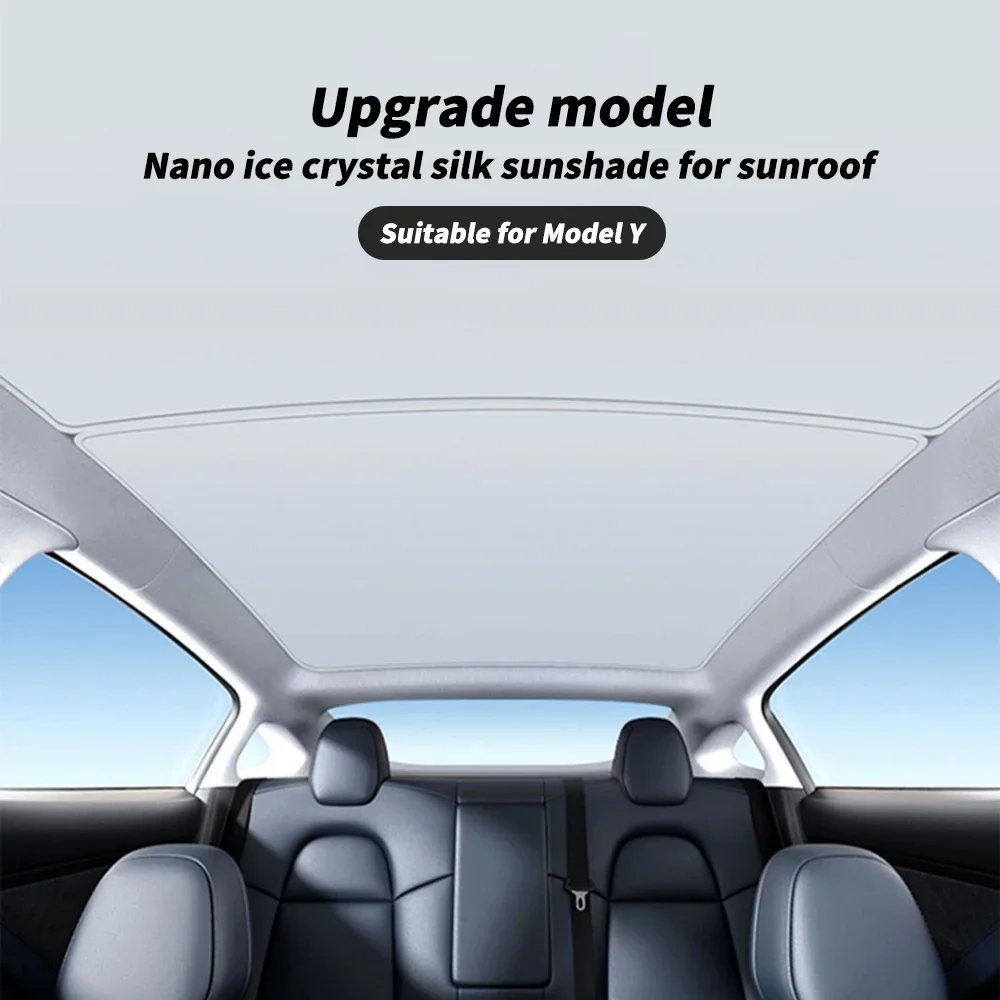 Car Shades Glass Roof Sunshade For Tesla Model 3 Y 2021-2023 2Pcs Ice Cloth Buckle Sun Upgrade Front Rear Sunroof Skylight