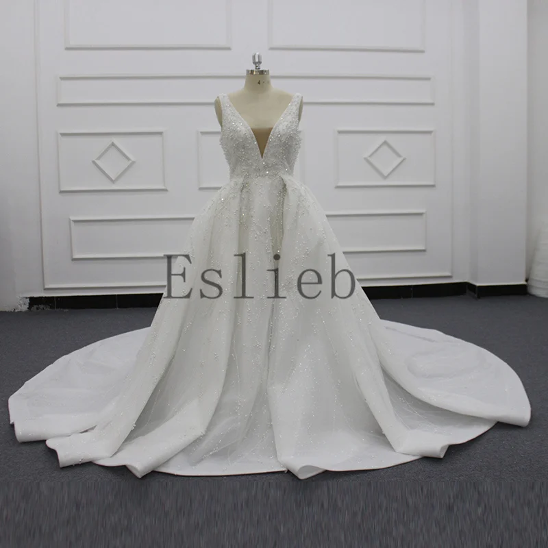 

Eslieb New Arrival 2024 High Custom made Wedding dress backless Sleeveless V-Neck Floor-Length Mermaid wedding dresses