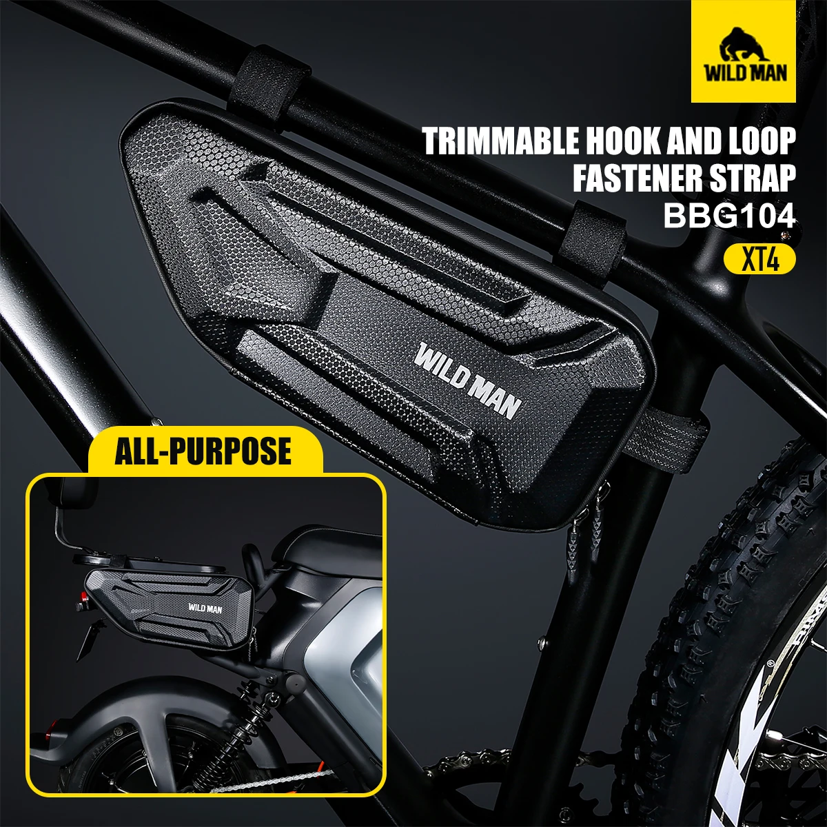 WILD MAN XT4 Road Mountain Bicycle Bag EVA Hard Shell Waterproof Triangle Bag Electric Motorcycle Side Bag Rear Rack Bicycle Bag