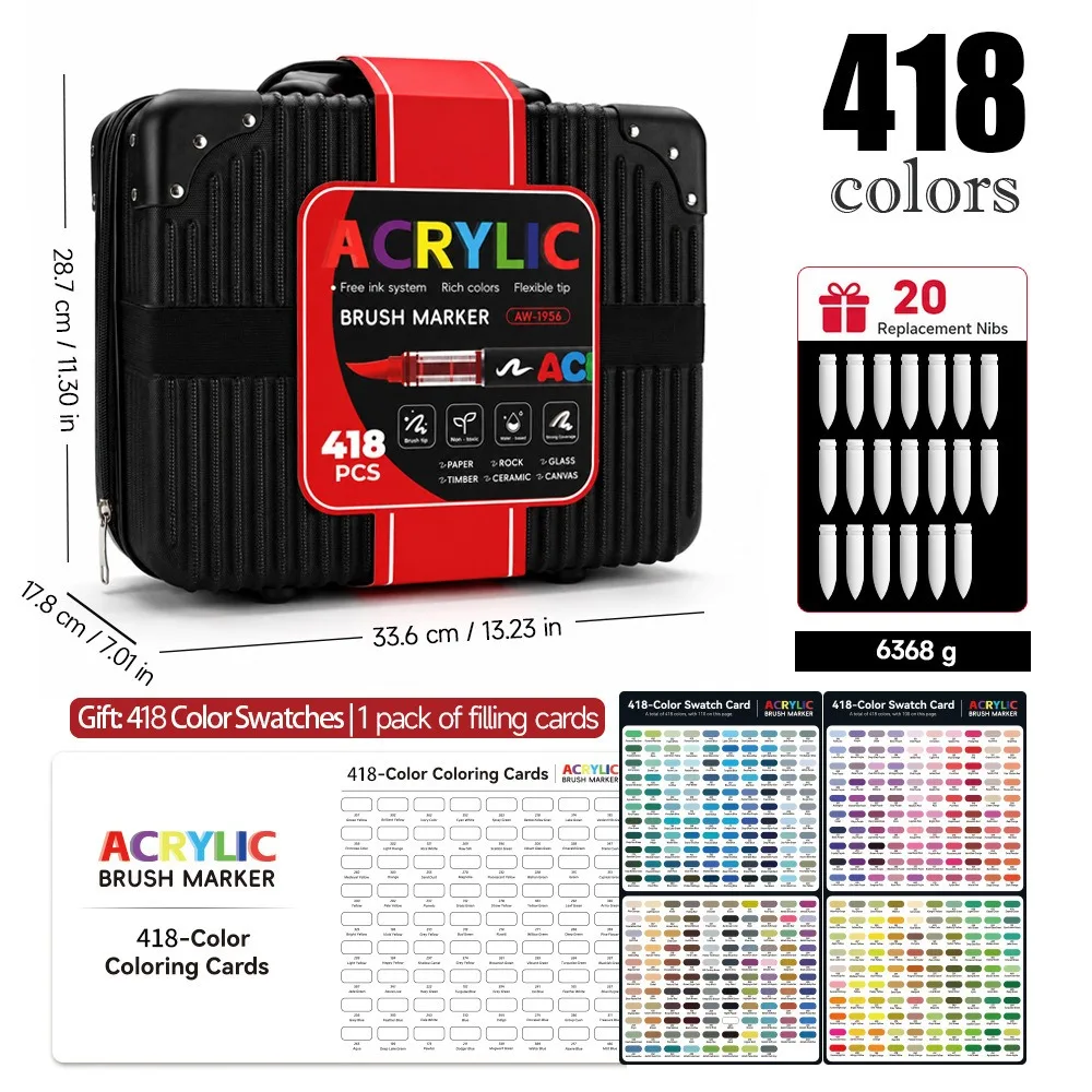 

320/418 Colors Direct Liquid Acrylic Marker Set Soft-Tip Pens For Wood Glass DIY Painting PK GUANGNA LANGUO School Supplies
