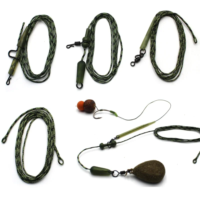 2Piece Carp Fishing Leader Rig Line 100m/45lb Drop Off Lead Clip Multi Clip Quick Change  Swivel For Carp Hiar Rig Tackle