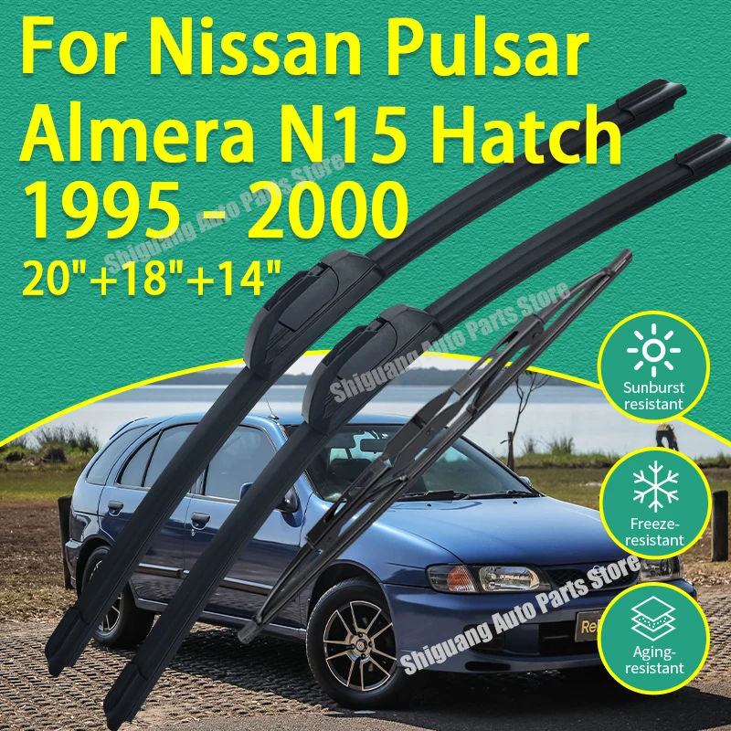 

Front Rear Silicone Coating Wipers for Nissan Pulsar Almera N15 Hatch 1995 - 2000 Car Wiper Windshield Windscreen Accessories