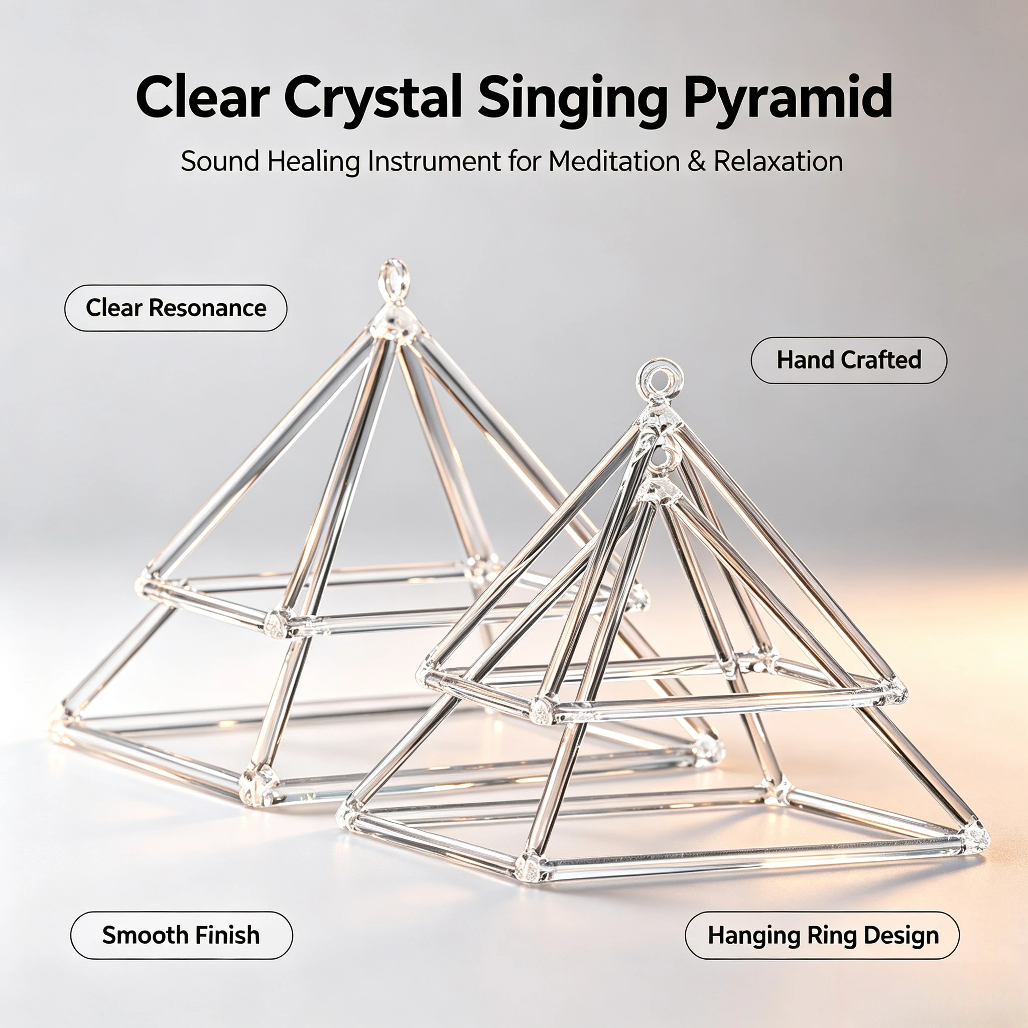 Singing Pyramids Sound Percussion Instrument For Yoga Meditation Complete With Triangle Accessories