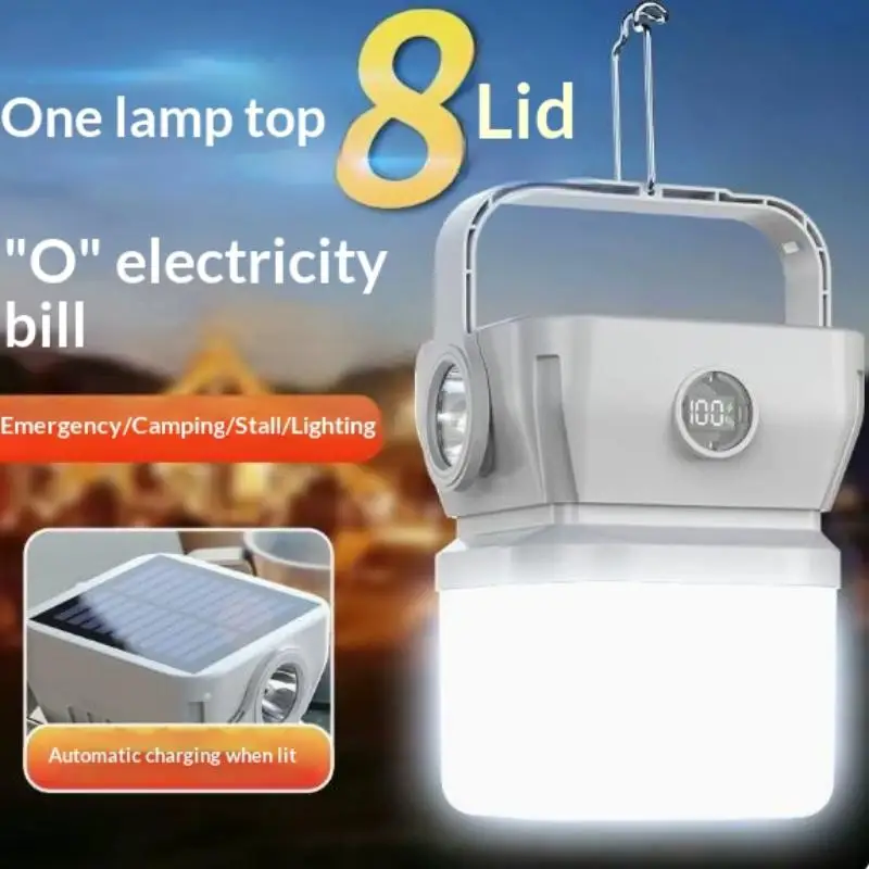 Solar Camping Lantern LED Camping Light With Type-C Charger Solar Lantern Camping Lamp For Hiking Backpacking Power Outages