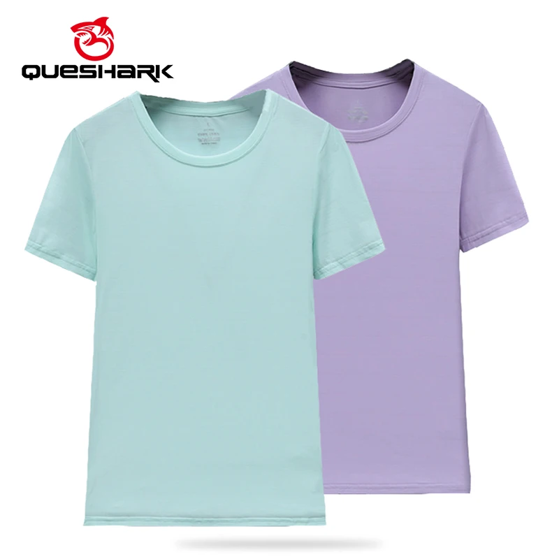 

(M-3XL) Быстросохнущая спортивная футболка Queshark из ледяного шелка, женские велосипедные топы для кемпинга и пешего туризма с круглым вырезом, дышащие топы для фитнеса, бега, йоги