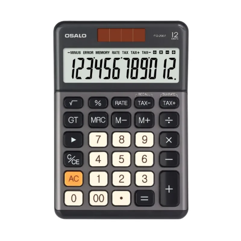 FQ-200T Office Desktop Calculator Tax Rate Calculation 12 Bit Large Screen Accounting Solar Computer Calculators