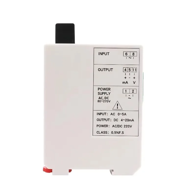 AC Current Transmitter Plastic 220V 24V Universal Power Input AC0-5A Output 4-20mA for Industrial Automation