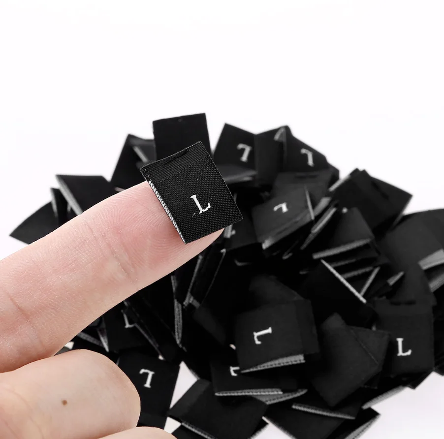 200Pcs Size Labels for Clothes, Black and White Garment, Woven Folds, Size Tags, Clothes Size Tags, 35*12mm, XXS-5XL,LB-030,