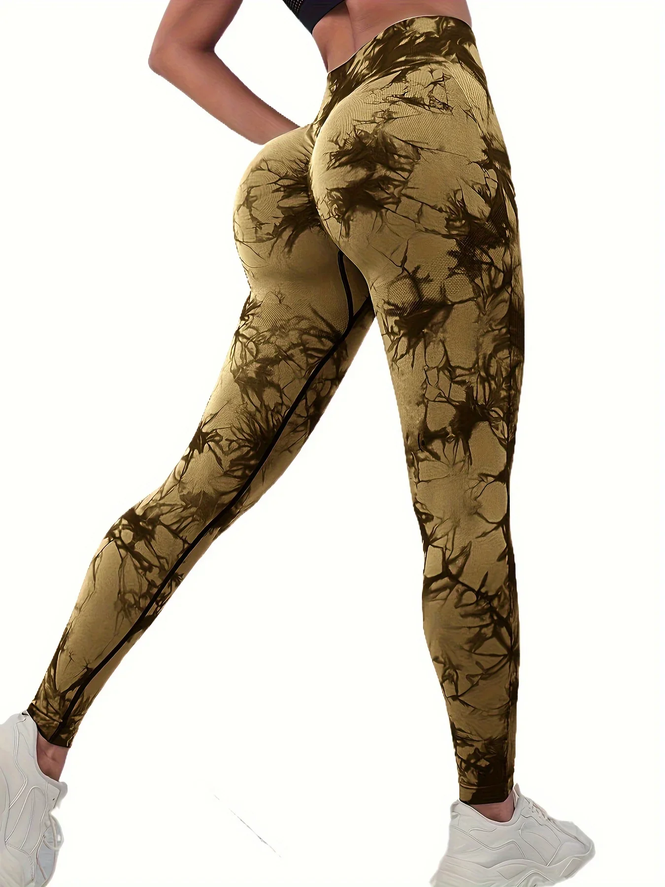 2 pçs tie dye sem costura calças de yoga de cintura alta das mulheres cintura apertada e levantamento de quadril elástico cintura larga leggings esportivas