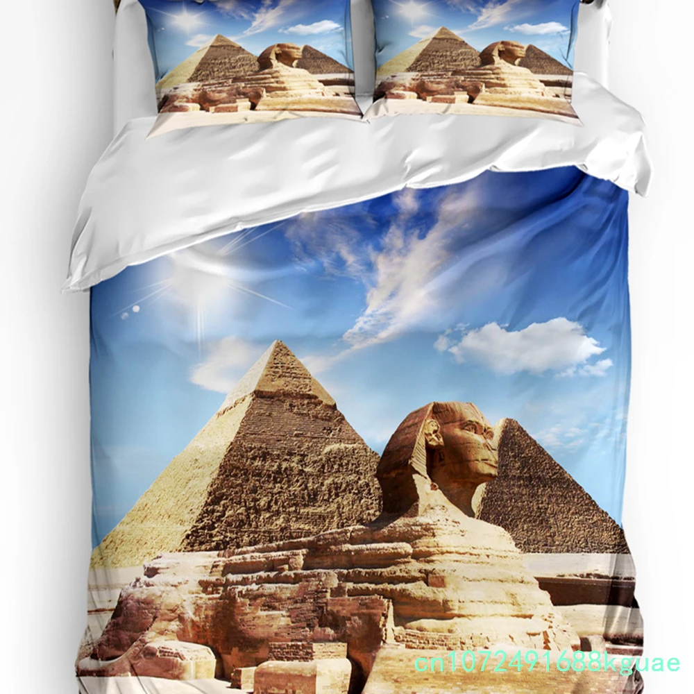 Sphinx Pyramid Blue Sky Sun Duvet Cover With Pillow Case Custom Comforter 3pcs Bedding Set Quilt Cover Double Bed Home Textile