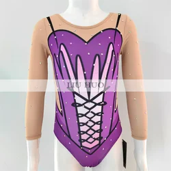 LIUHUO Rhythmic Gymnastics Leotard Aerobics Adult Women Girl Costume Performance Competition Dance Dress Sleeveless Purple Kids