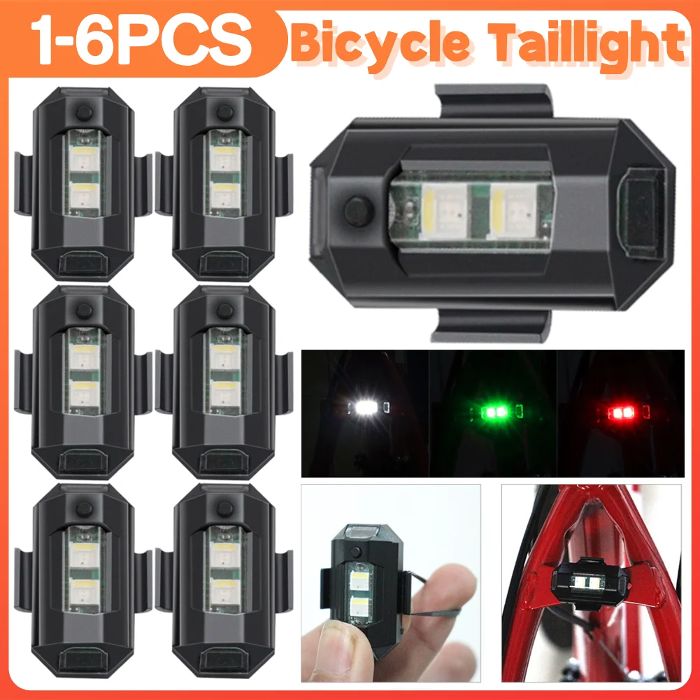 USB Charging Night Warning Light Multipurpose LED Safety Rear Light Waterproof 3 Colors for Motorbike Helmet Bicycle