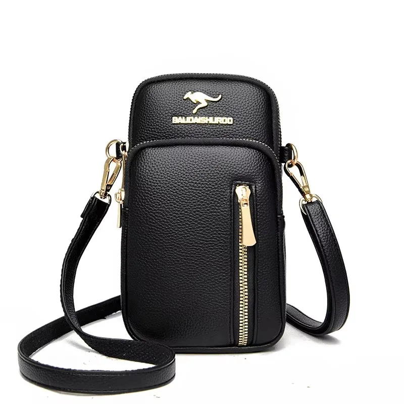 Shyaa 2025 New Women's Mini Phone Bag Simple and Versatile One Shoulder Crossbody Bag Soft Leather IPhone14 Small Change Bag