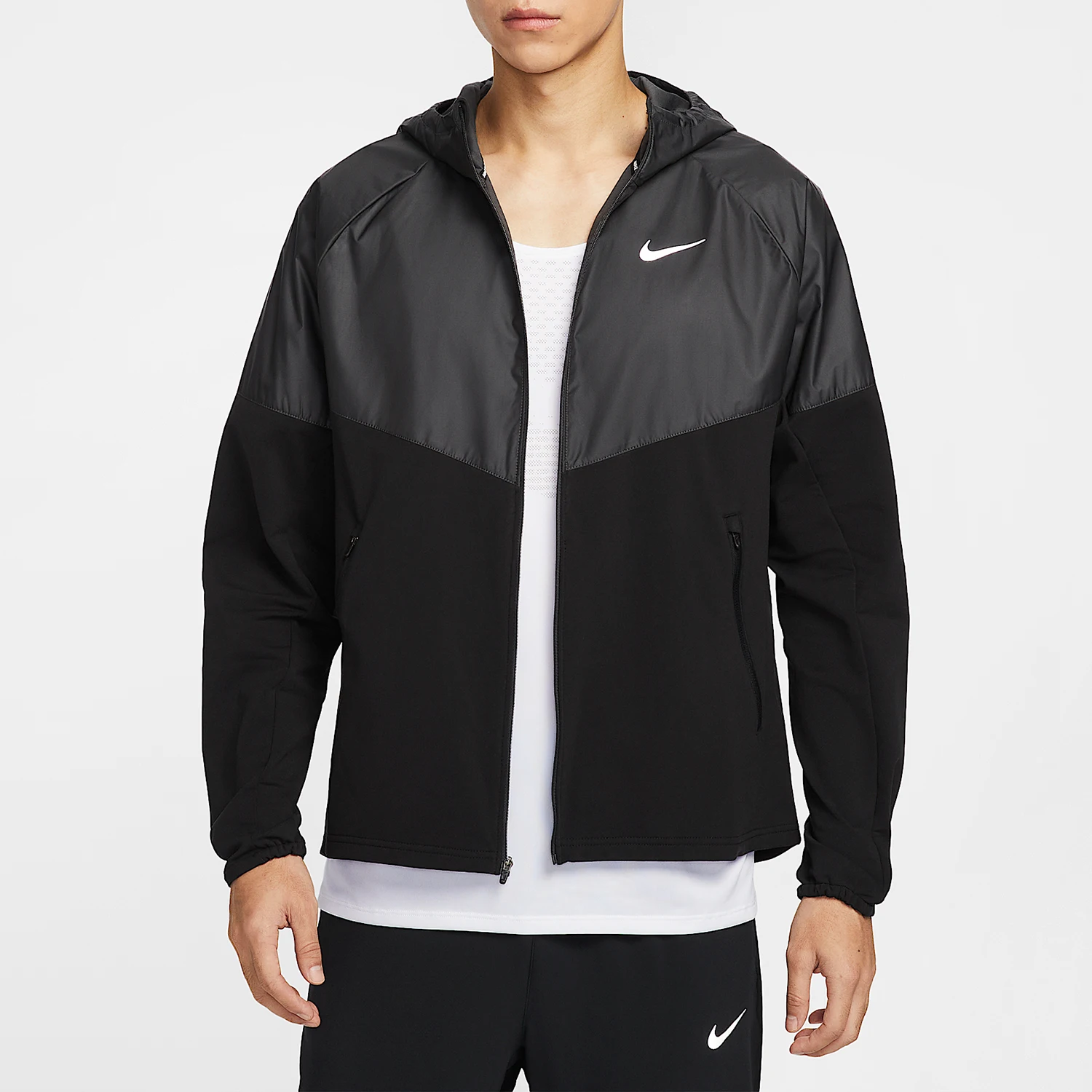 Nike genuine Miler Repel Mens Zip-Up Fleece Patched Jacket HV2670-010