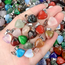 1pc 13mm Heart Pendant Natural Stone Crystal Agate Quartz Charms for Jewelry Making Supplies DIY Necklace Earrings Accessories
