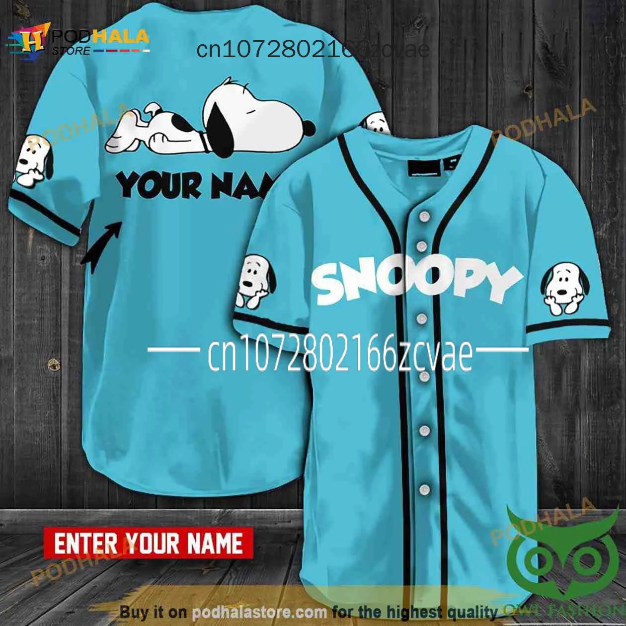 2024 New Summer Snoopy Baseball Jersey Cartoon Casual Vacation Cute Oversized Baseball Jersey Kids/Adults Shirt