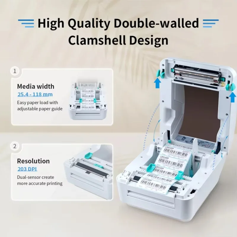 Direct Thermal Barcode Label Printer 300DPI 108mm Width 4.25 Inches Print Width UPS Express Ticket Label Printer 4-6 Inch Stock