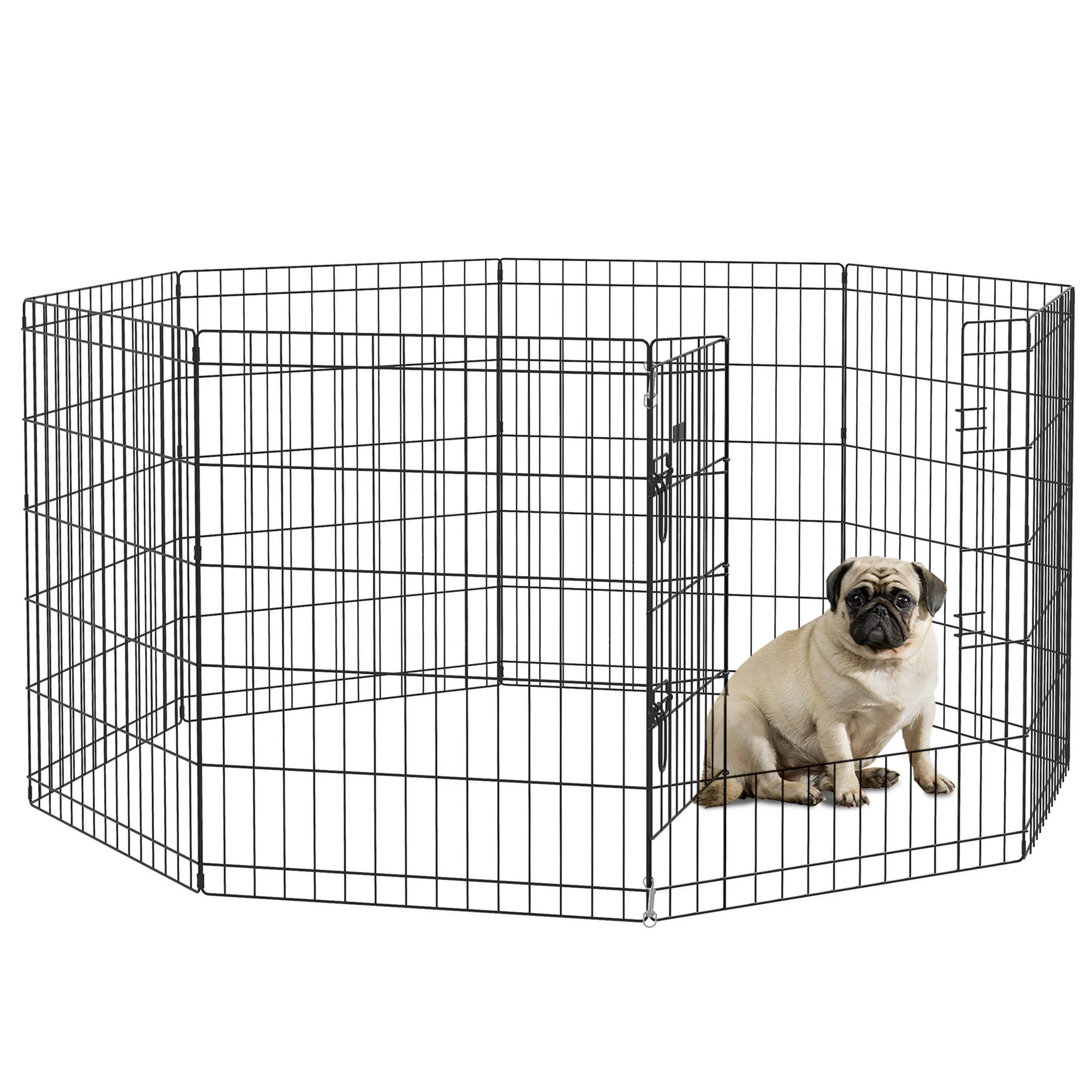 PawHut parkren voor honden, knaagdieren, konijnen, hek voor kleine dieren, binnen en buiten, 76x61 cm, zwart