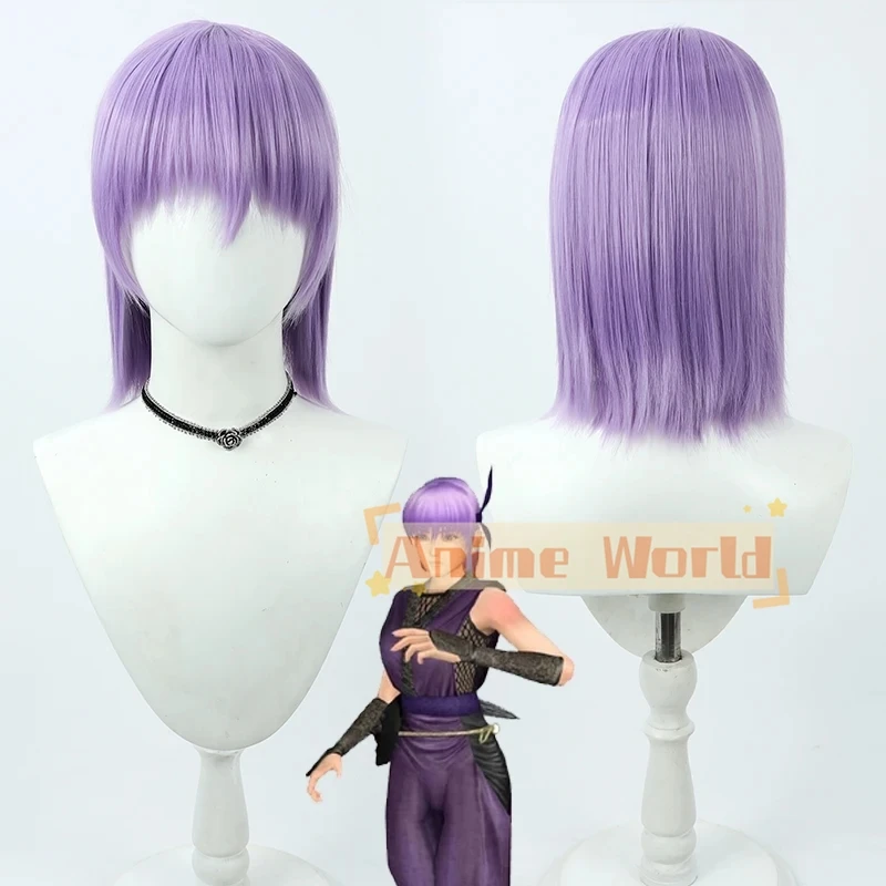 

New Ayane Cosplay Wig 35cm Short Purple Heat Resistant Synthetic Hair Halloween Role Play Party Carnival Headwear + Free Wig Cap