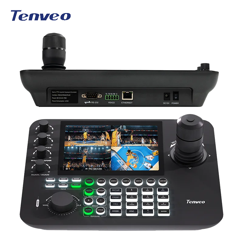 MS7'' LCD Screen Professional Live Streaming System POE NDI Joystick Controller for Live Broadcast