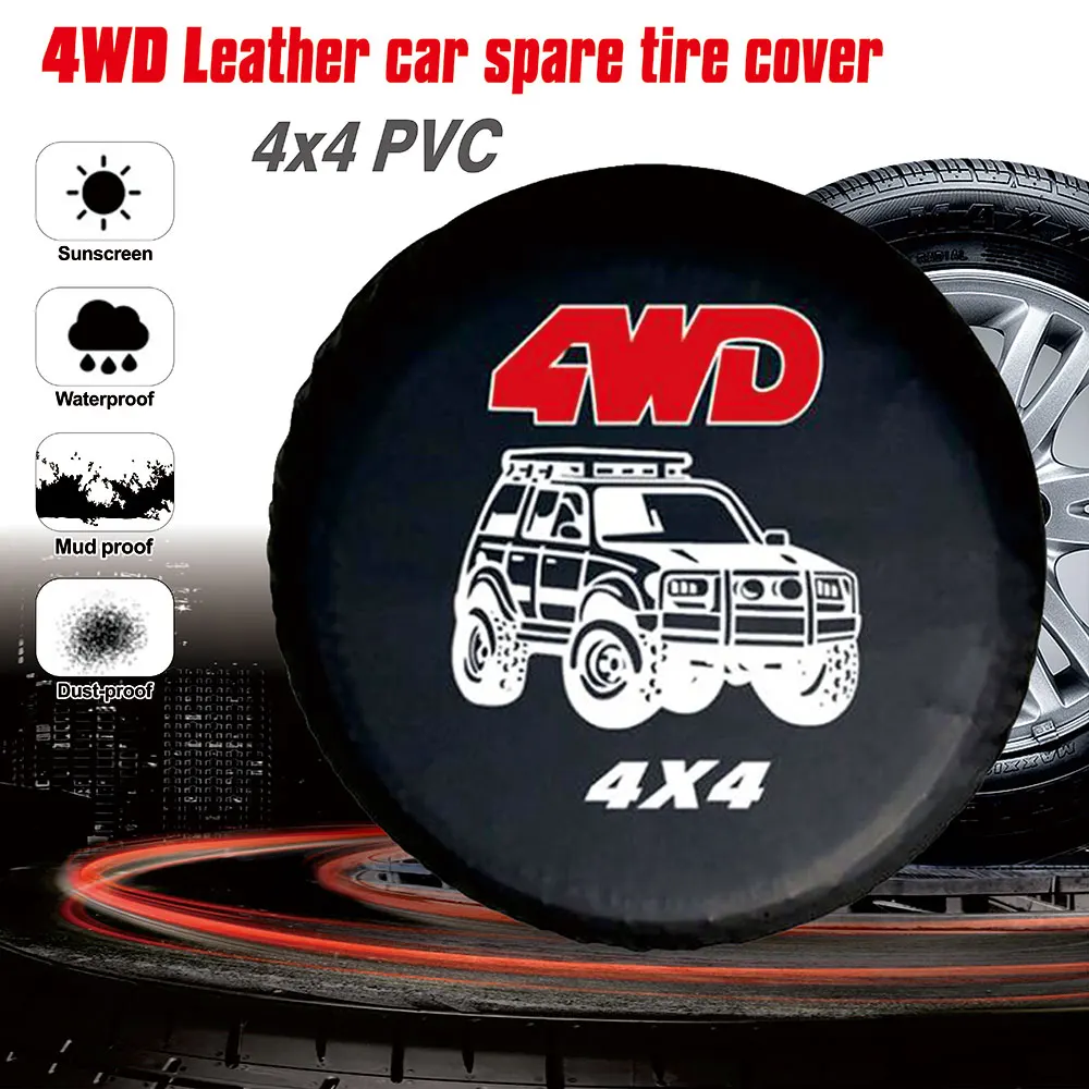 Car Spare Tire Cover Case 4x4 Wheels Waterproof Protector PVC Leather Tire Storage Bag Dust-Proof Wheel Fit for RV SUV Truck